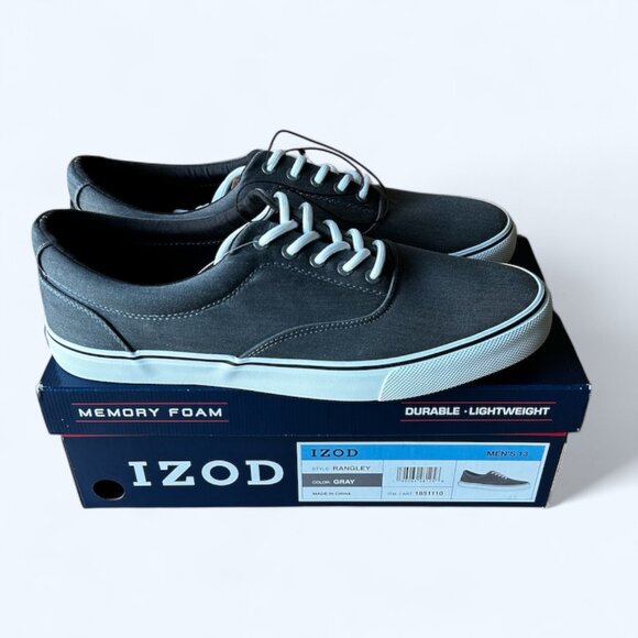 Izod Rangley Men's Lace Up Casual Canvas shoe Memory Foam Gray size 13 - Picture 4 of 9